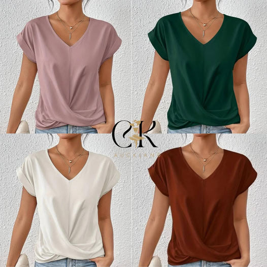 👚Camiseta elegante con cuello en V✨-ES