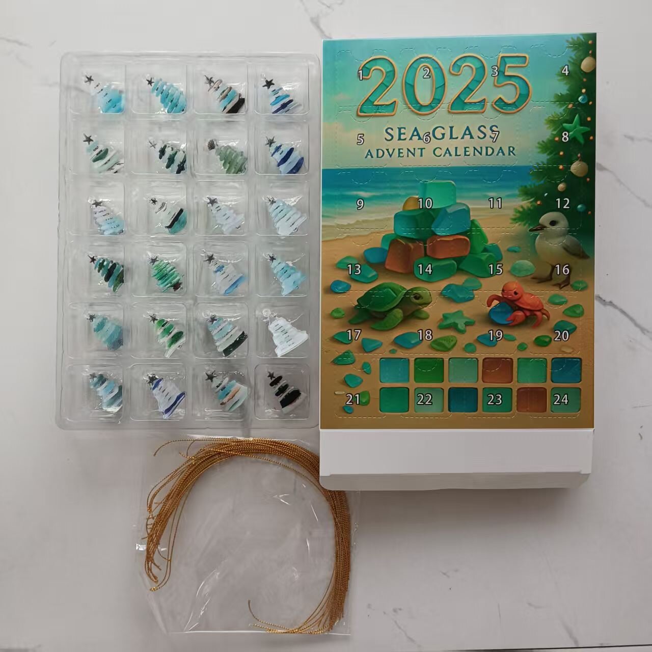 🌊✨Ακρυλικό Ημερολόγιο Advent με Εφέ Χριστουγεννιάτικου Δέντρου 🎄❄️-GR
