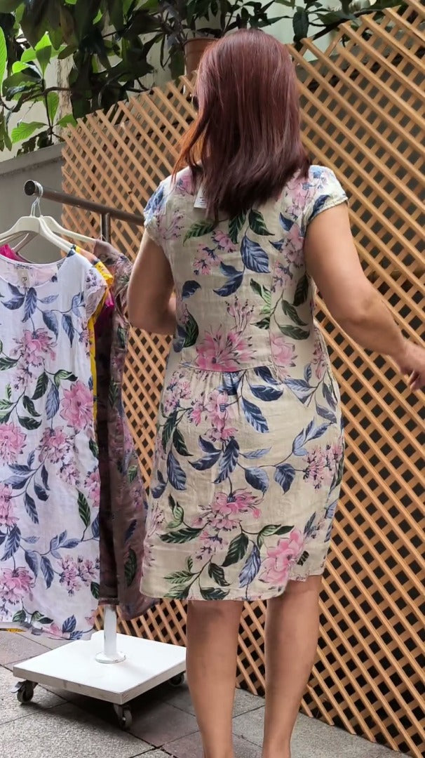 👗 Suknelė su raštu, plačiomis rankovėmis ir apvalia iškirpte-LT