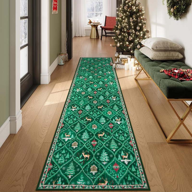 Una alfombra navideña suave y antideslizante para la decoración del hogar.-ES