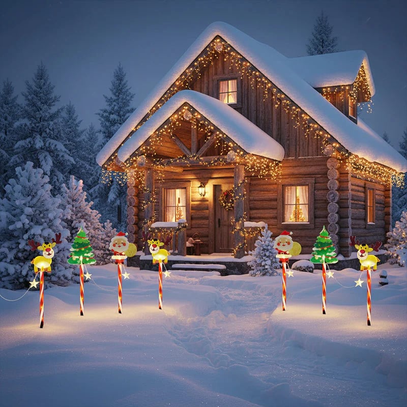 🎄🎁Συσκευασία 6 κινούμενων χριστουγεννιάτικων φωτιστικών-GR