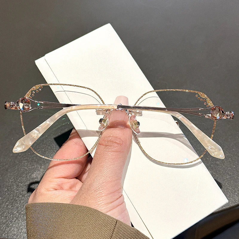 Gafas antirreflejos para mujer con montura de diamante y protección contra la luz azul-ES