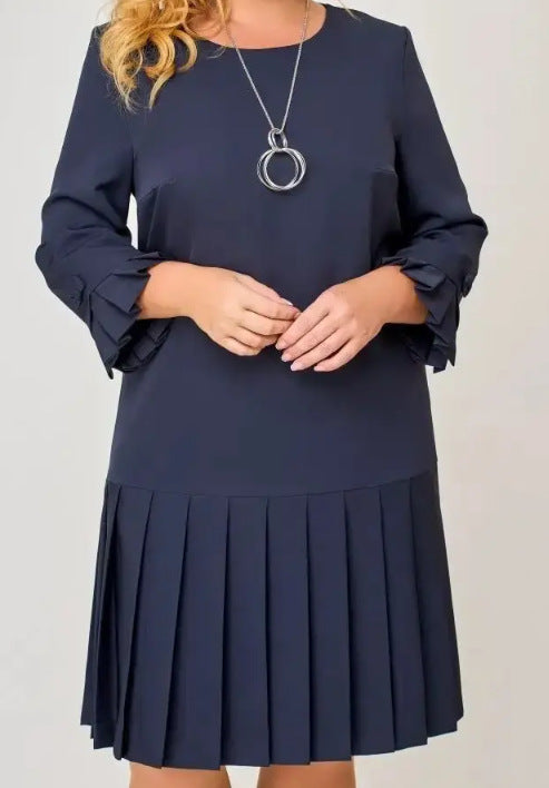 💌[S-5XL]👗Υψηλής ποιότητας, κομψό φόρεμα σε μονόχρωμο χρώμα-GR