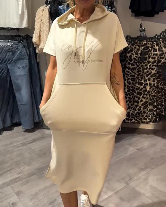 💥🔥👗[S-5XL]2025 nuevo estilo de verano suelto, cómodo y transpirable vestido sudadera de talla grande-ES