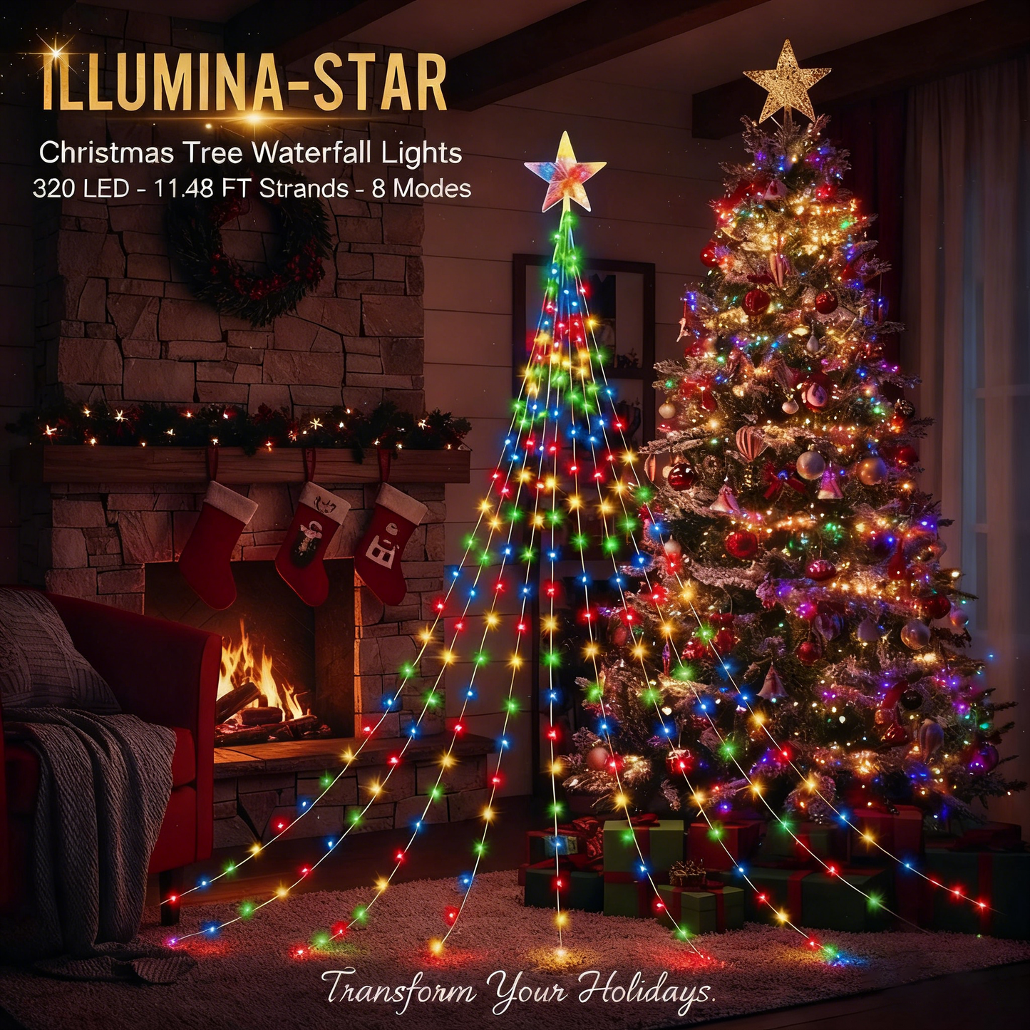 🎁¡Oferta anticipada de Navidad! 50% de descuento🎄 Luces navideñas Starlight Cascade-ES