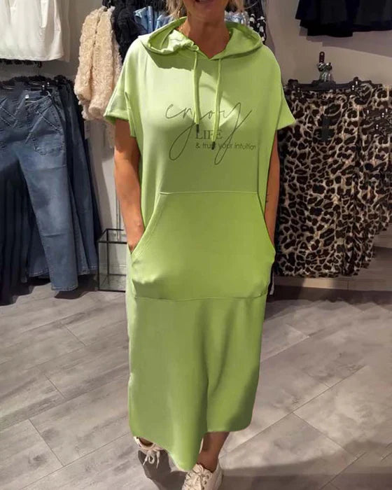 💥🔥👗[S-5XL]2025 nuevo estilo de verano suelto, cómodo y transpirable vestido sudadera de talla grande-ES