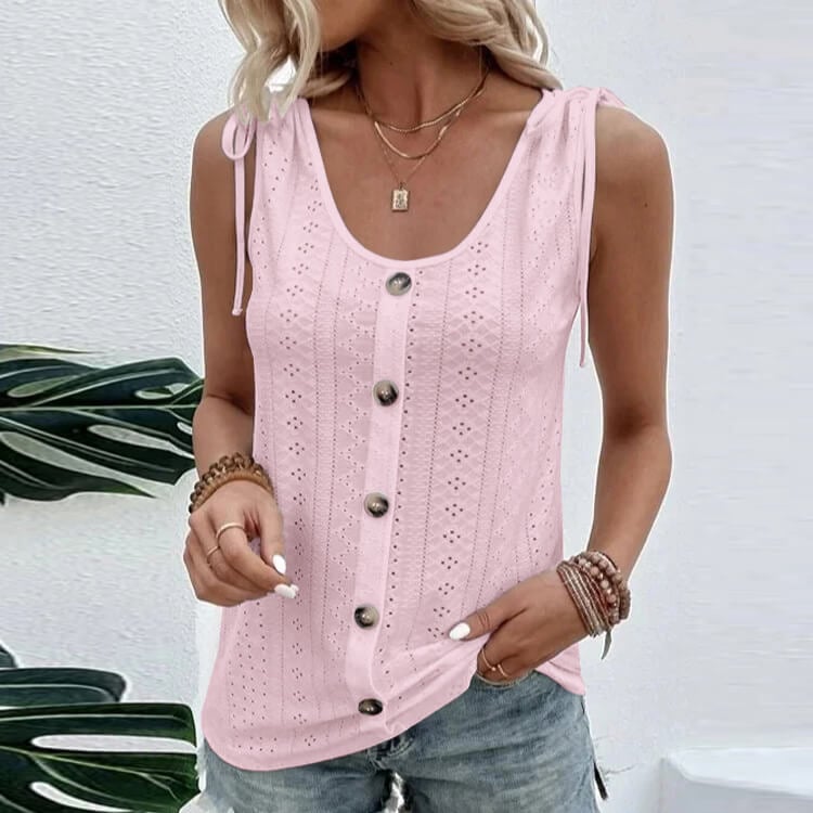 Γιλέκο casual loose fit μονόχρωμο πλήρωμα με λαιμόκοψη-GR