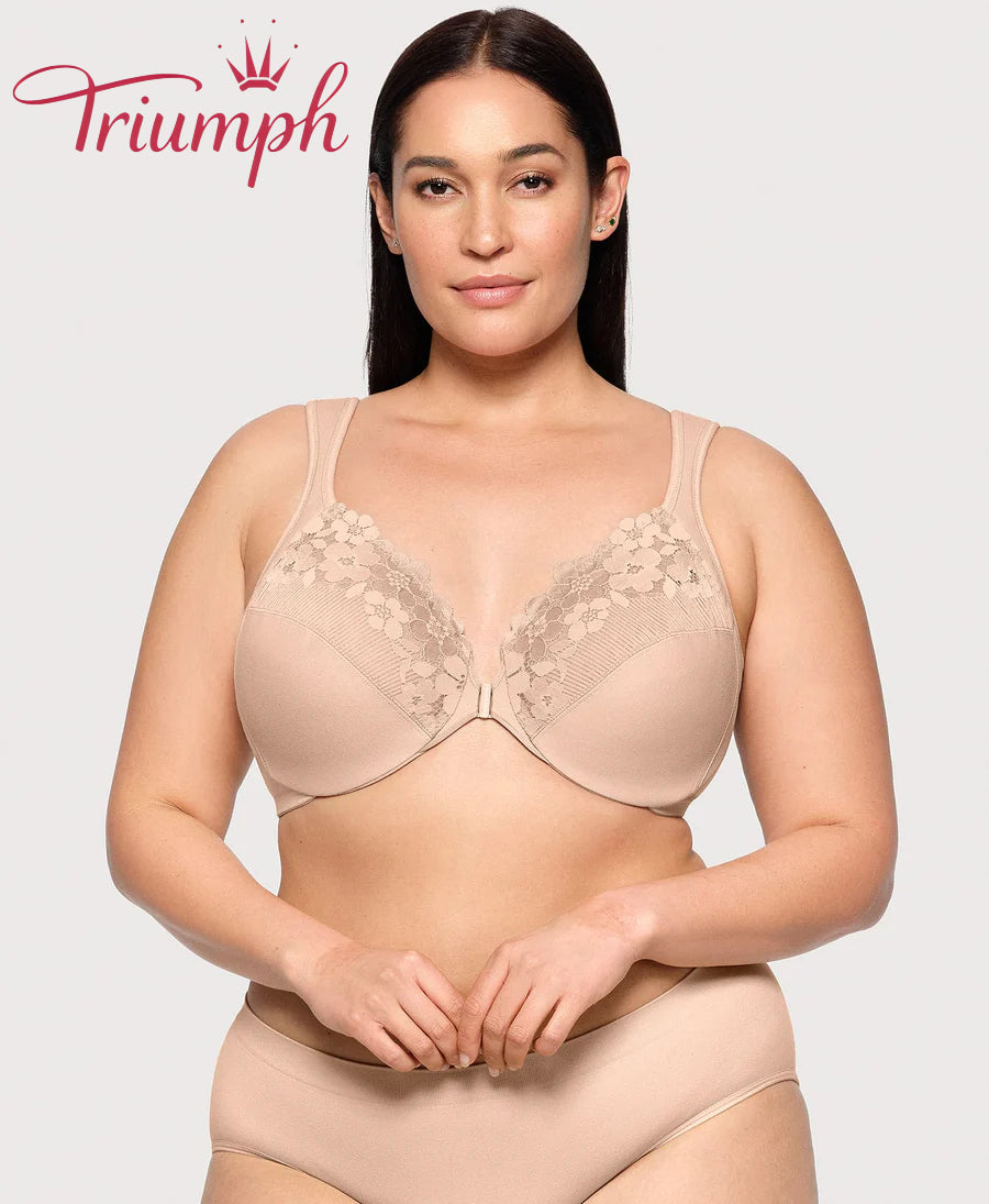 „Triumph“ – medvilninė liemenėlė (3 vnt. pakuotė) su siuvinėtais nėriniais, užsegimas priekyje-LT