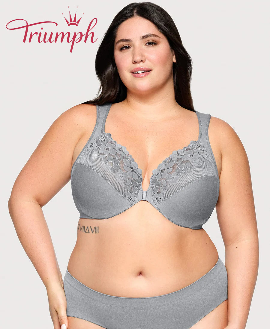 „Triumph“ – medvilninė liemenėlė (3 vnt. pakuotė) su siuvinėtais nėriniais, užsegimas priekyje-LT