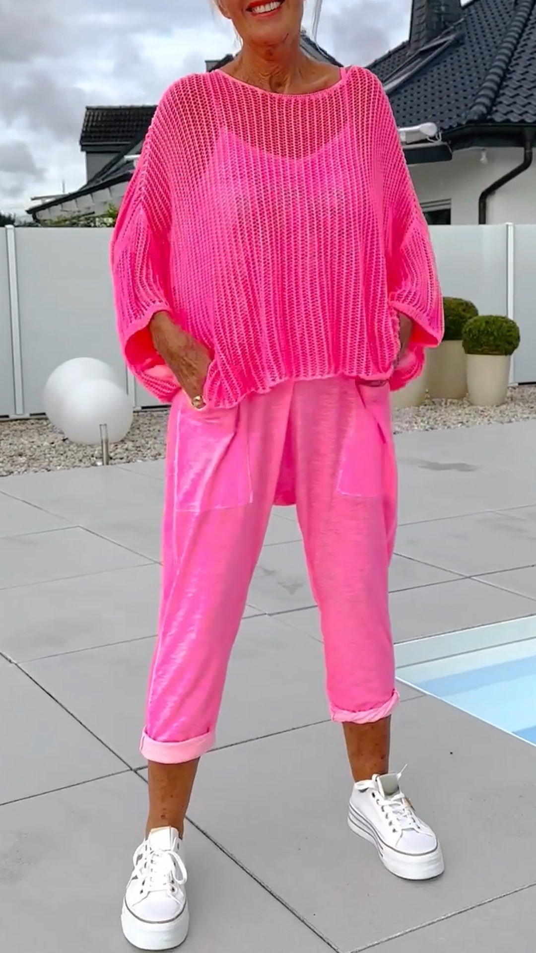 🌸Mono de mujer + top holgado con pañuelo hueco-ES