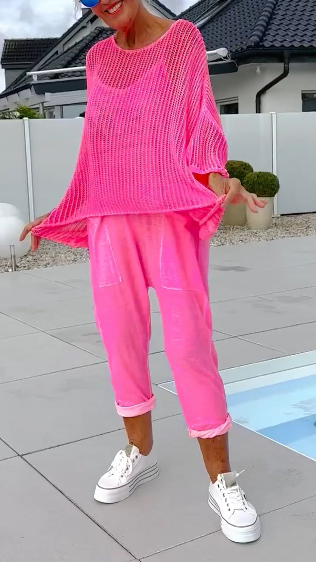 🌸Mono de mujer + top holgado con pañuelo hueco-ES