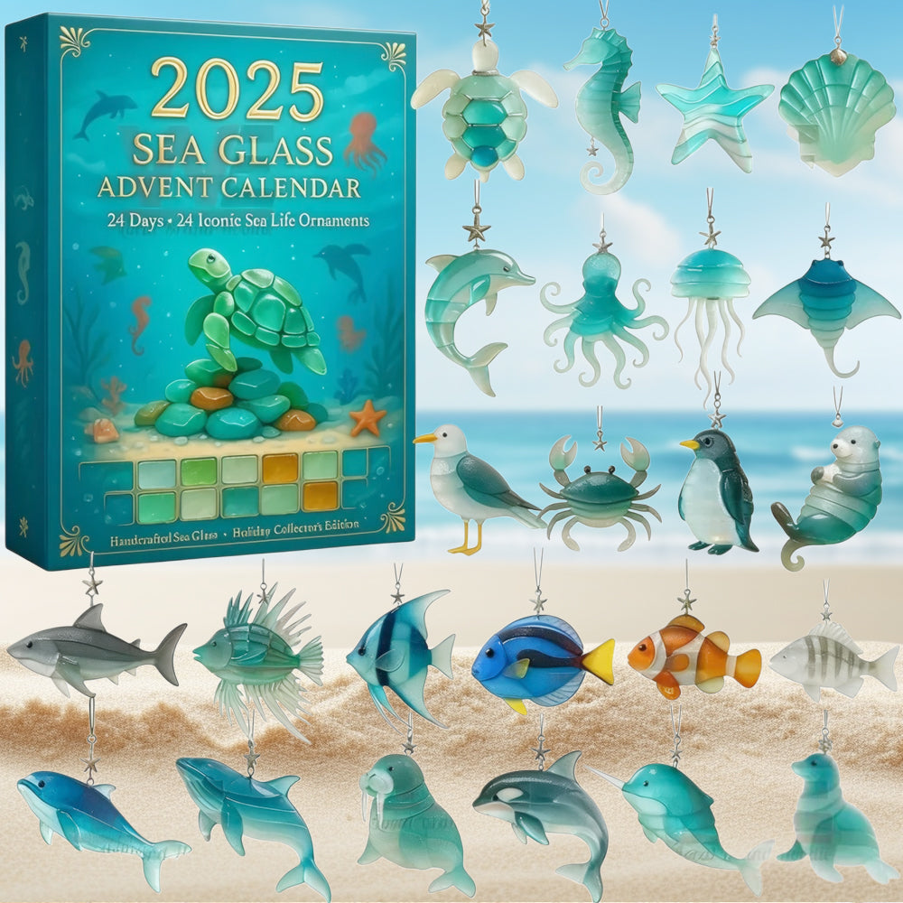 🎁🐟Calendario de Adviento de vidrio marino con temática de vida marina para 2025🎁-ES