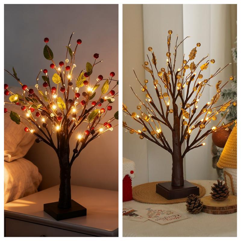 Lámpara LED navideña con forma de árbol de bayas-ES