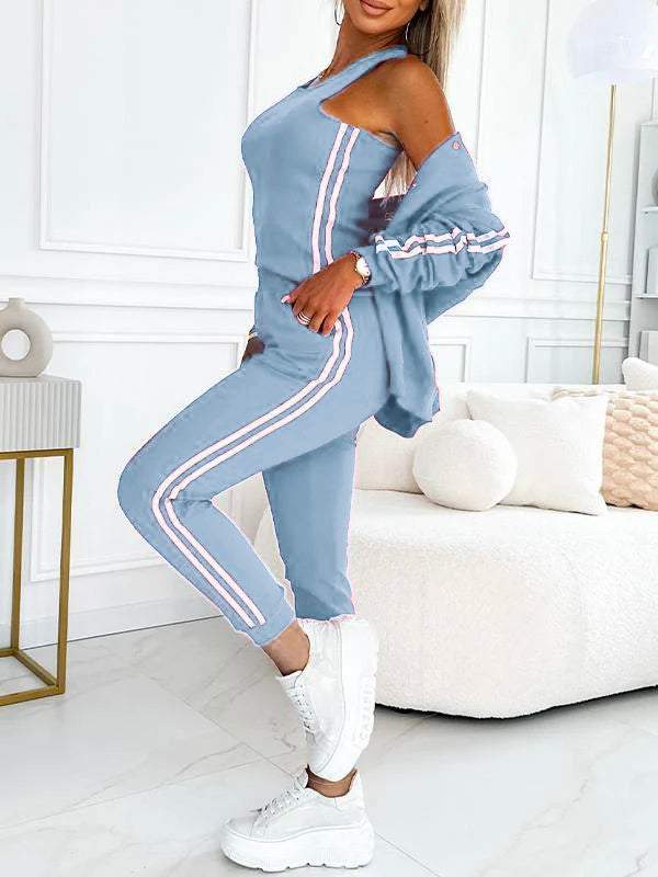 Conjunto de tres piezas de chaqueta y pantalón de béisbol para mujer-ES