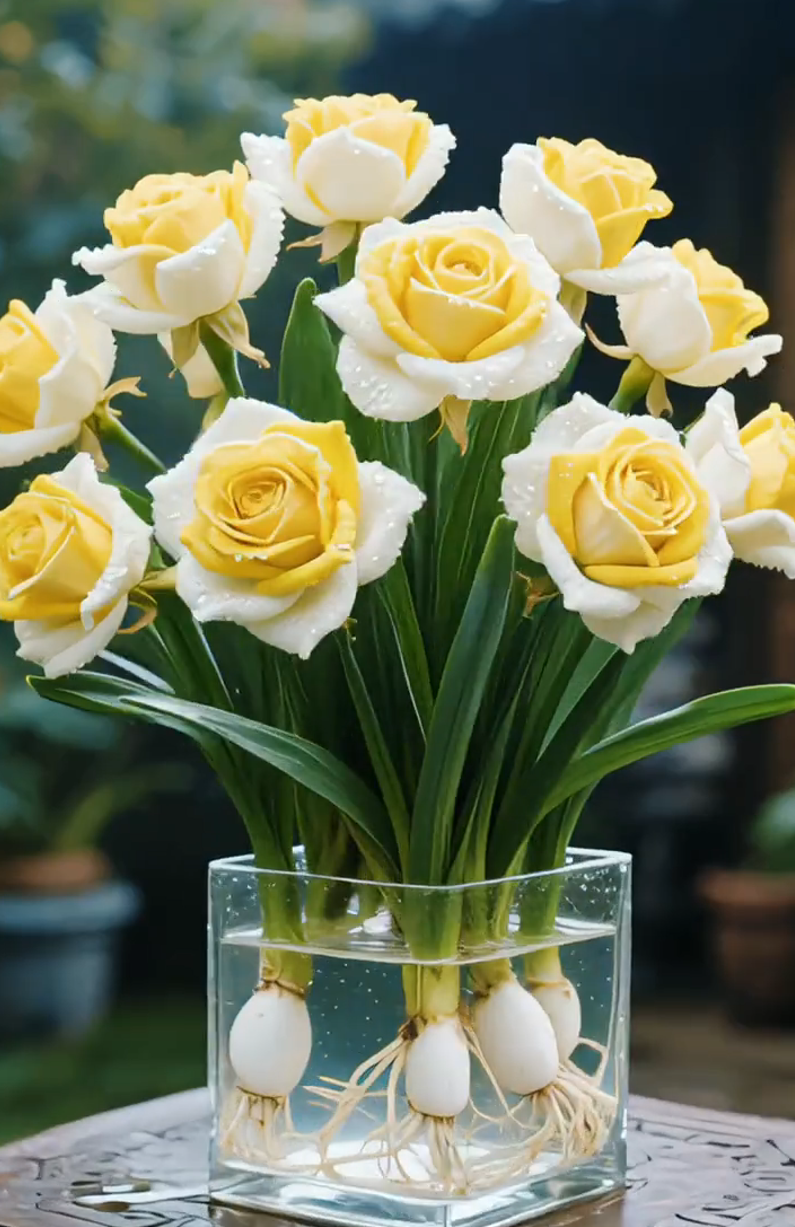 🌈Bulbos de rosas hidropónicos, raros y bicolores: un milagro colorido de la naturaleza 🌹-ES