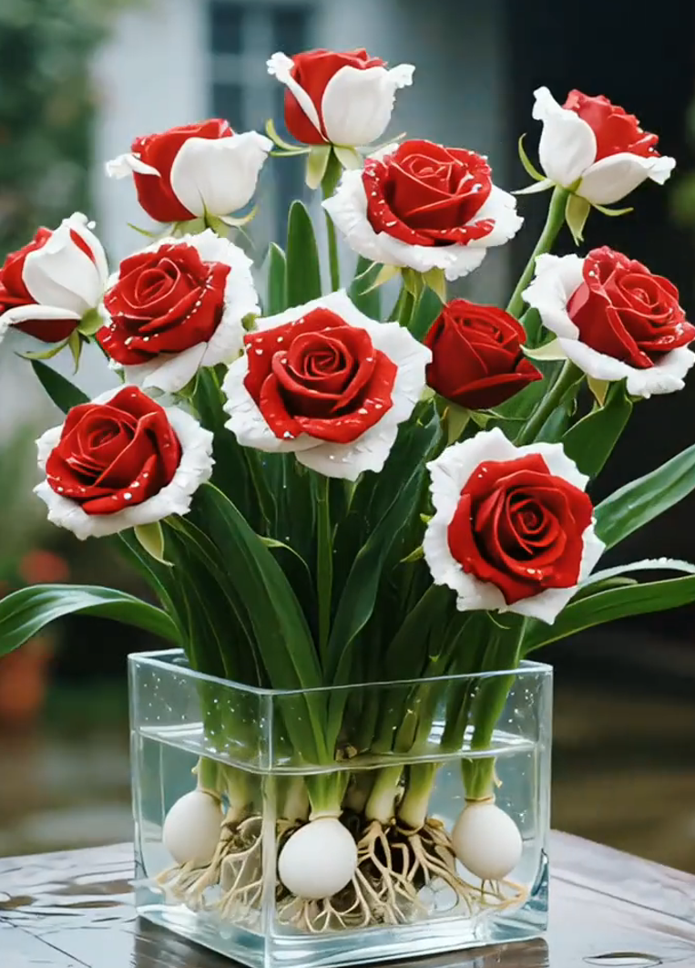 🌈Bulbos de rosas hidropónicos, raros y bicolores: un milagro colorido de la naturaleza 🌹-ES