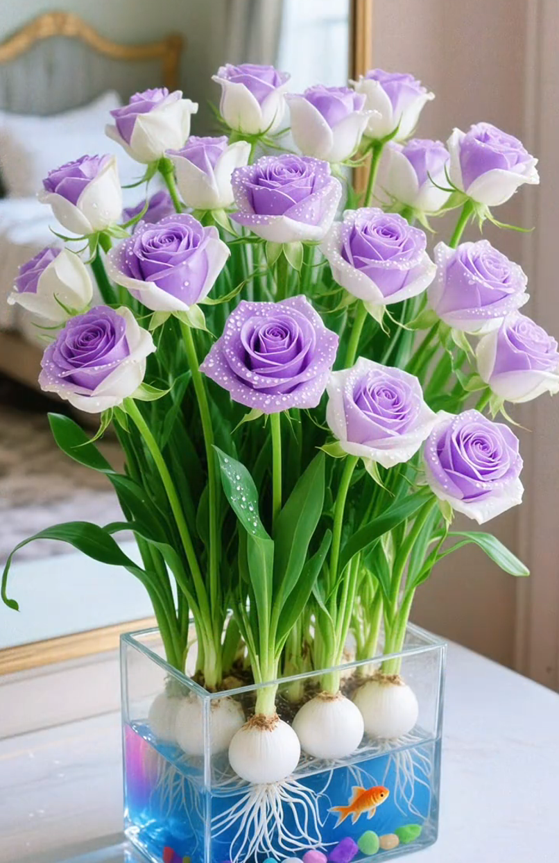 🌈Bulbos de rosas hidropónicos, raros y bicolores: un milagro colorido de la naturaleza 🌹-ES
