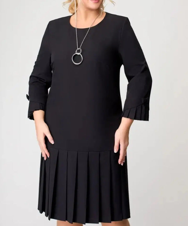 💌[S-5XL]👗Υψηλής ποιότητας, κομψό φόρεμα σε μονόχρωμο χρώμα-GR