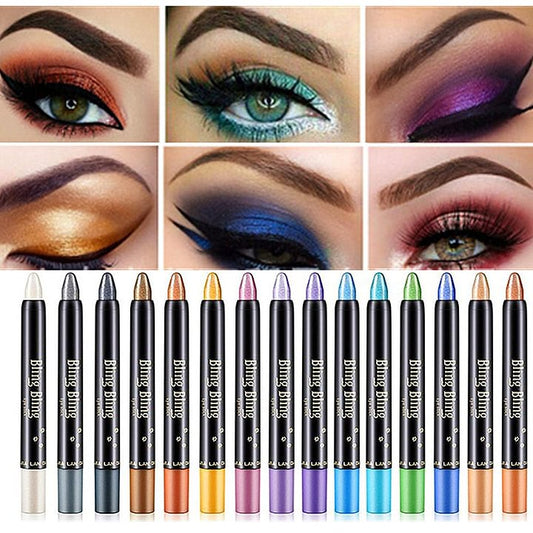 Lápiz de sombra de ojos resaltador de alto rendimiento de 15 colores lápiz delineador de ojos sombra de ojos con brillo impermeable