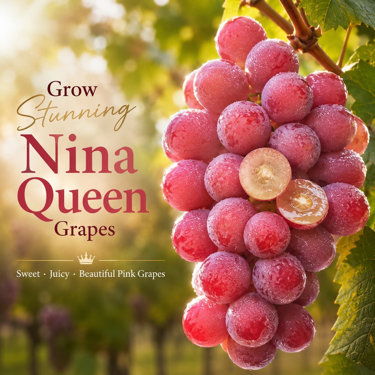 Riboto leidimo nauja veislė – „Queen Nina“ vynuogių sėklos saldžiam, sultingam sodo derliui 🍇-LT