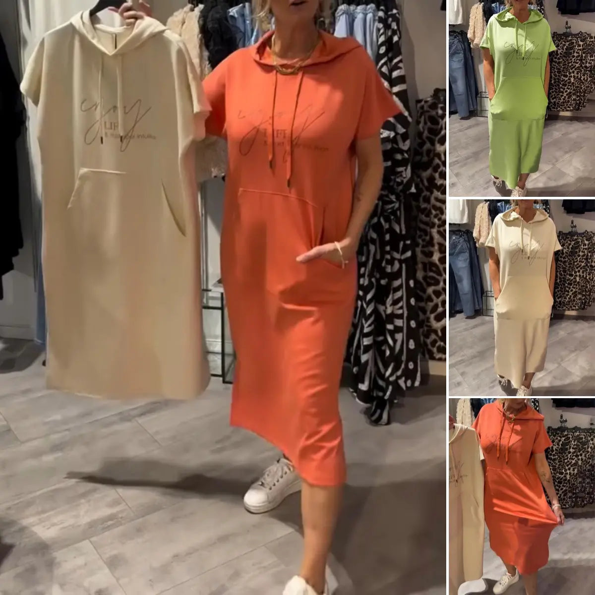 💥🔥👗[S-5XL]2025 nuevo estilo de verano suelto, cómodo y transpirable vestido sudadera de talla grande-ES