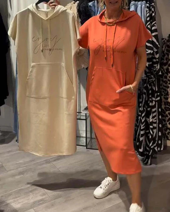 💥🔥👗[S-5XL]2025 nuevo estilo de verano suelto, cómodo y transpirable vestido sudadera de talla grande-ES