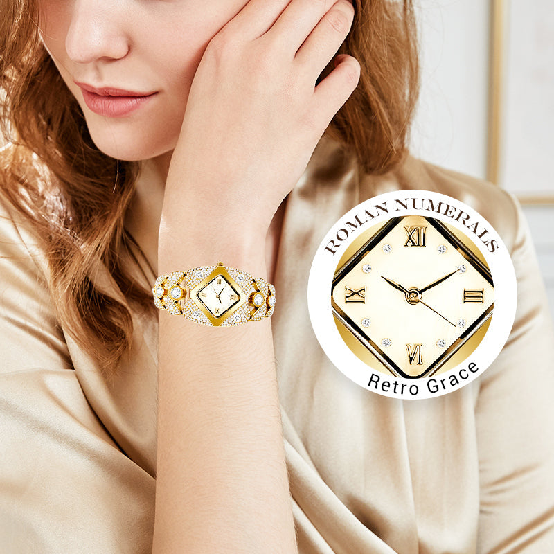 💜Reloj de cuarzo retro con cristales brillantes⌚-ES