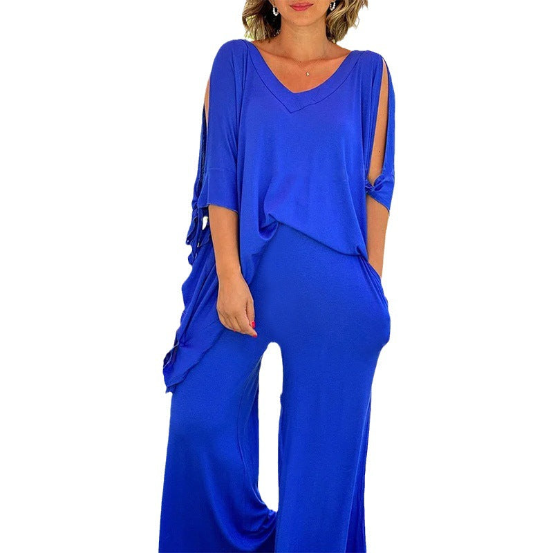 💝 Top casual de dos piezas para mujer con pantalón ancho-ES