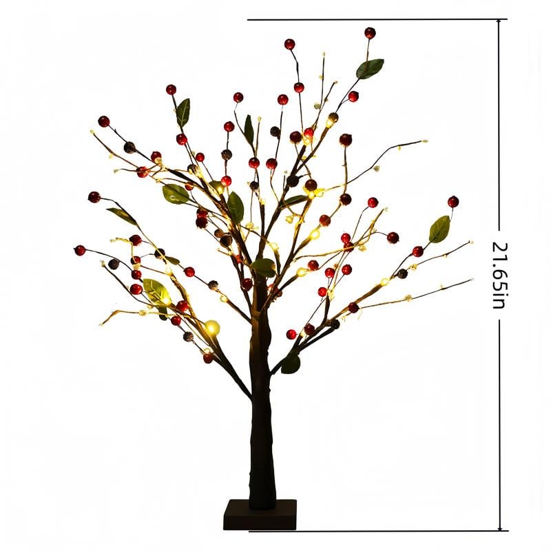 Lámpara LED navideña con forma de árbol de bayas-ES