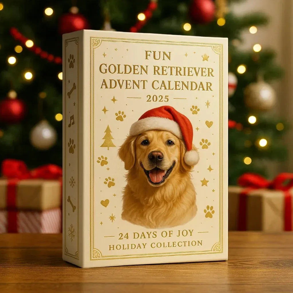 Divertido calendario de Adviento con un Golden Retriever para 2025-ES