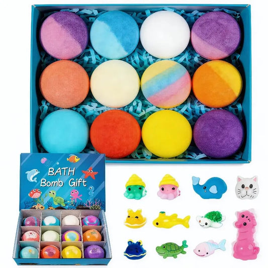 🔥🛁 Bombas de baño naturales para niños con mega burbujas y una sorpresa en el interior 🥚✨12 unidades. [1 paquete]-ES