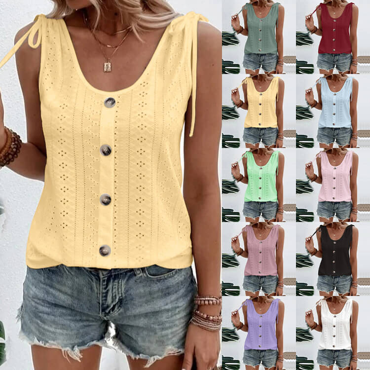 Γιλέκο casual loose fit μονόχρωμο πλήρωμα με λαιμόκοψη-GR