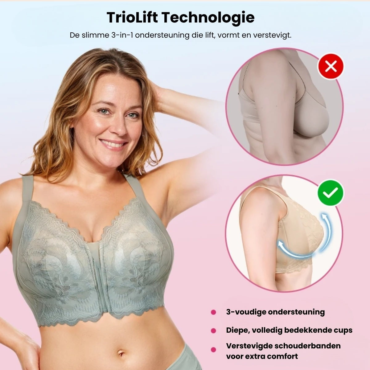 Sujetador Comfort Zip | Sujetador con cierre frontal y tecnología TrioLift-ES