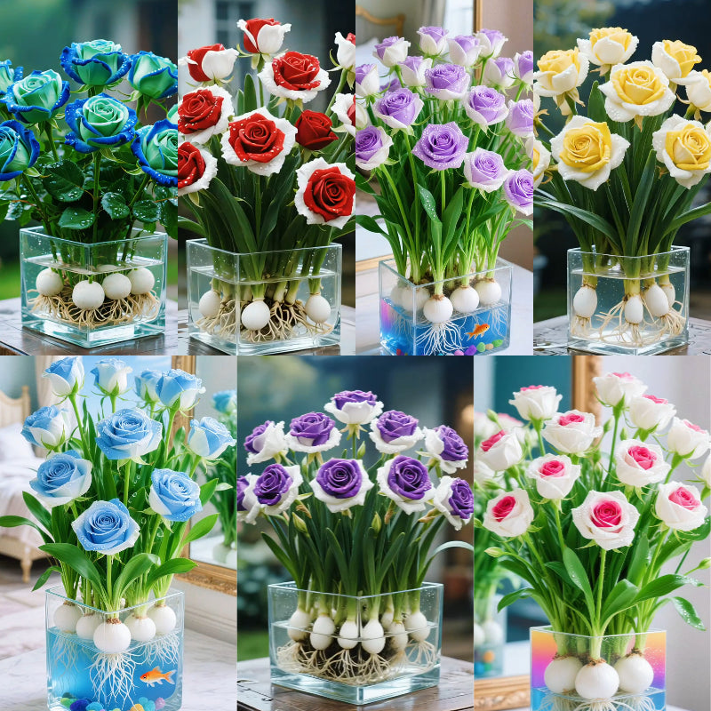 🌈Bulbos de rosas hidropónicos, raros y bicolores: un milagro colorido de la naturaleza 🌹-ES