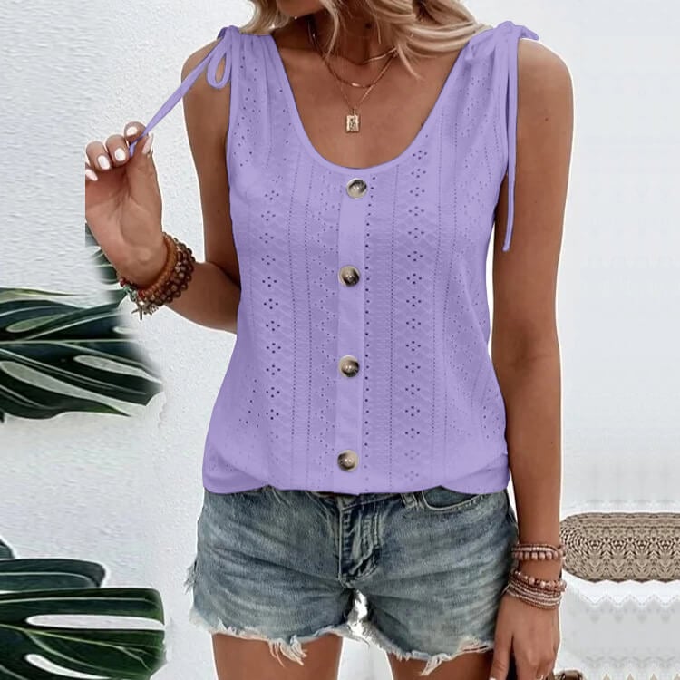 Γιλέκο casual loose fit μονόχρωμο πλήρωμα με λαιμόκοψη-GR