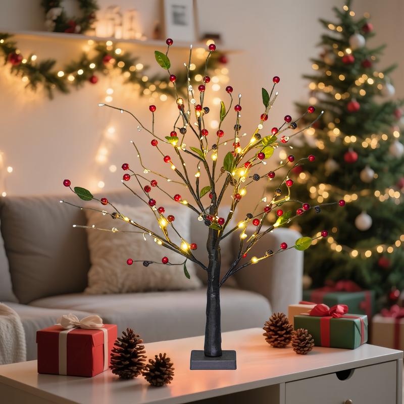 Lámpara LED navideña con forma de árbol de bayas-ES