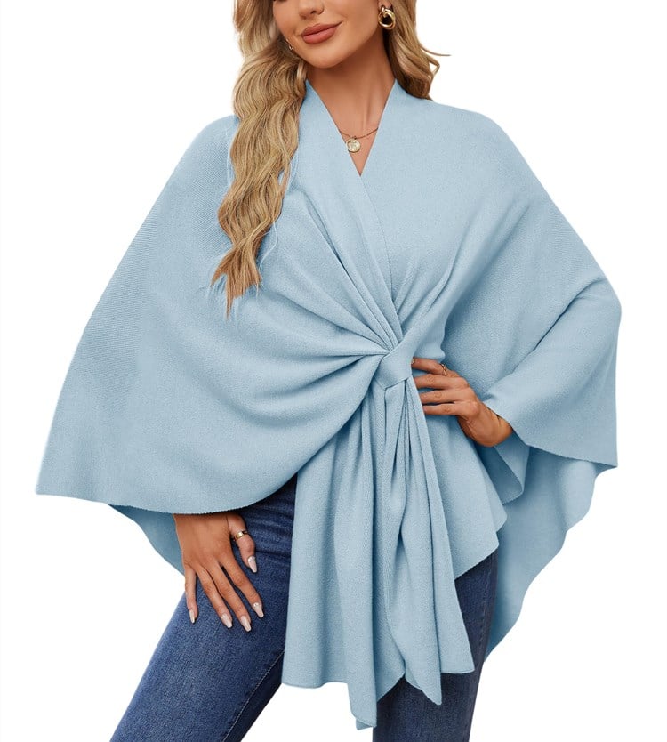 🔥Elegante bufanda que cubre un suave poncho de punto con frente abierto-ES