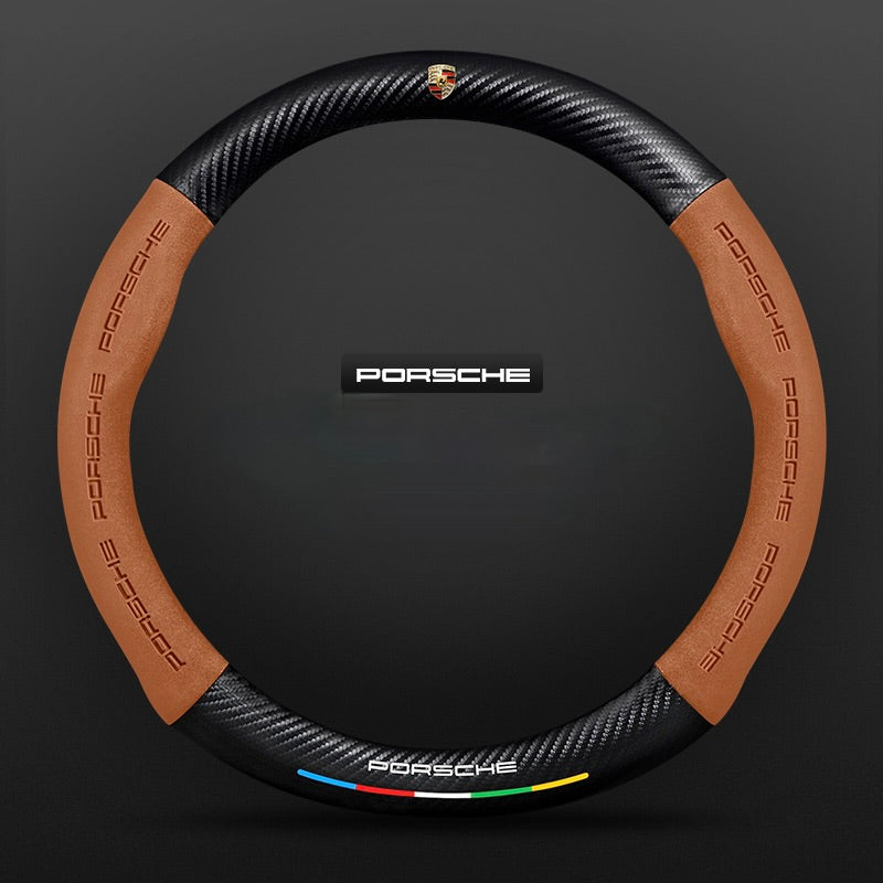 TrackVibe | Κάλυμμα τιμονιού από μαύρο σουέτ άνθρακα – Αντιολισθητικό και ανθεκτικό στη φθορά-GR