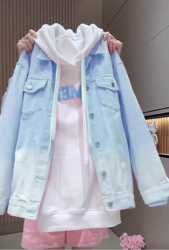 🎨 Patogus moteriškas džemperis Gradient Denim Jacket-LT