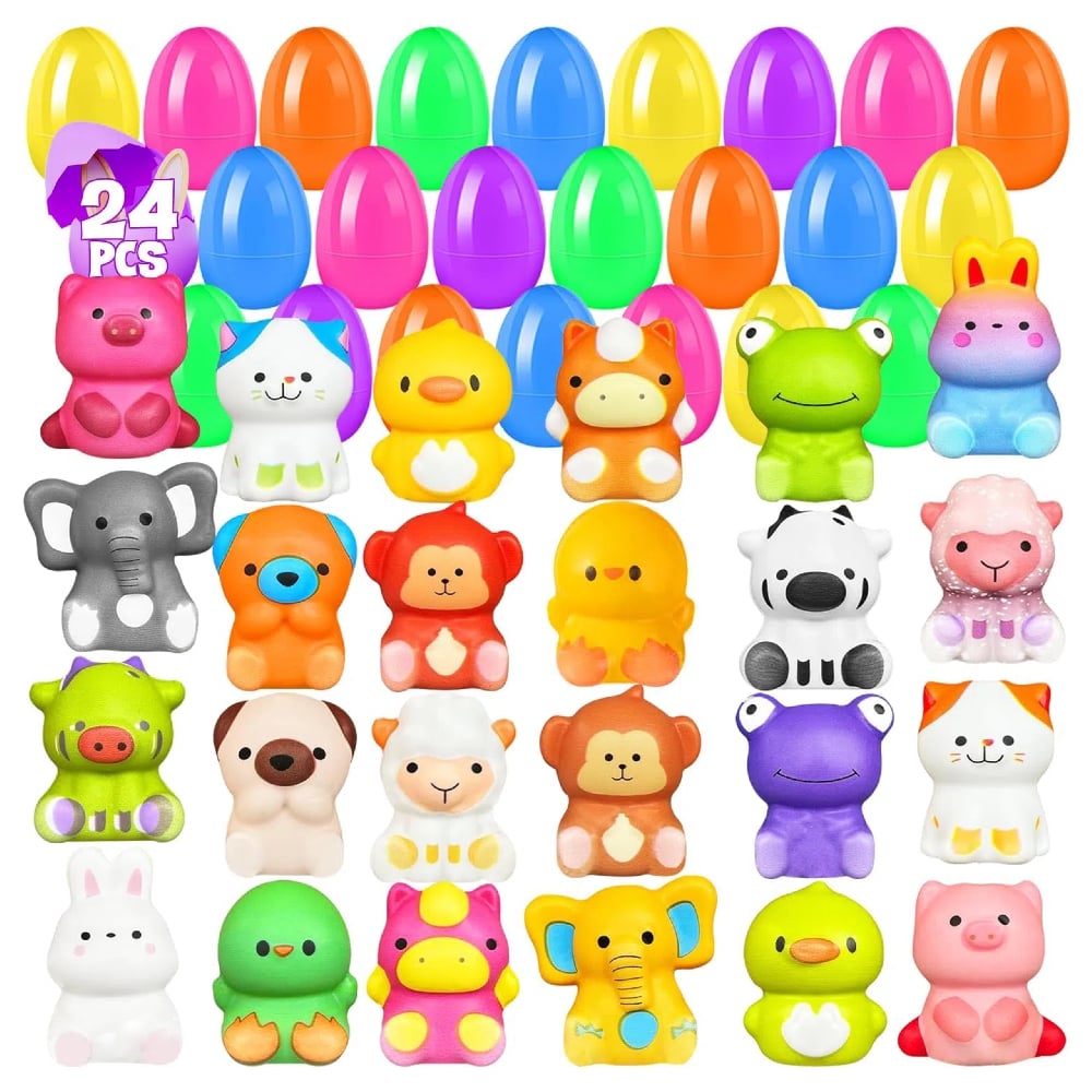 🎁 12/24 unidades de juguetes blandos pre-rellenos de huevos de Pascua de crecimiento lento-ES