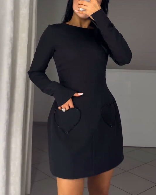 Elegantna obleka z dolgimi rokavi in zategovalno vrvico v pasu-SI