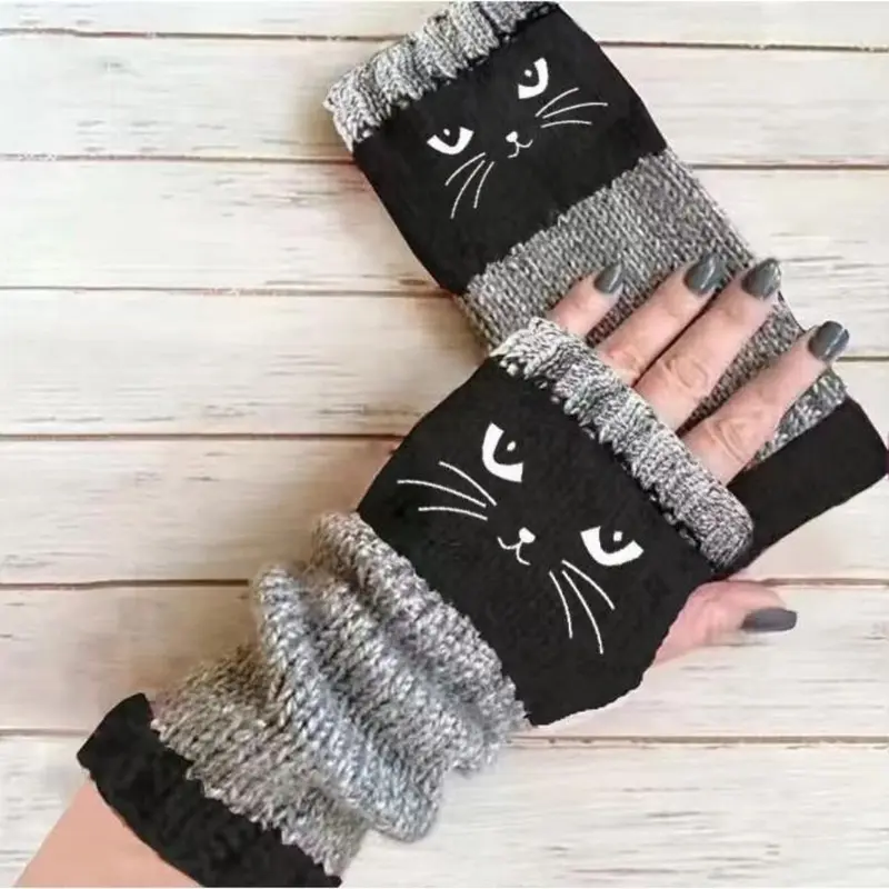 🐱 Mielos moteriškos megztos katės pirštinės🧤🧶-LT
