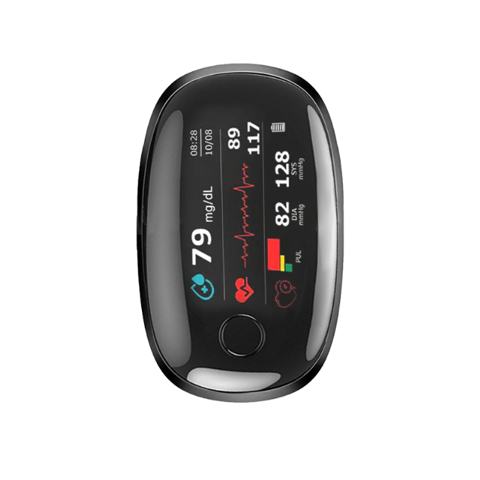 【🎁Praznična ponudba🎄】Pulzni oksimeter GlucoSense za prst s sponko - angleška različica (štiribarvna LED)-SI