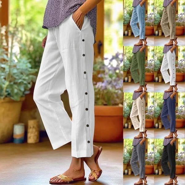 Pantalones casuales de color liso-ES