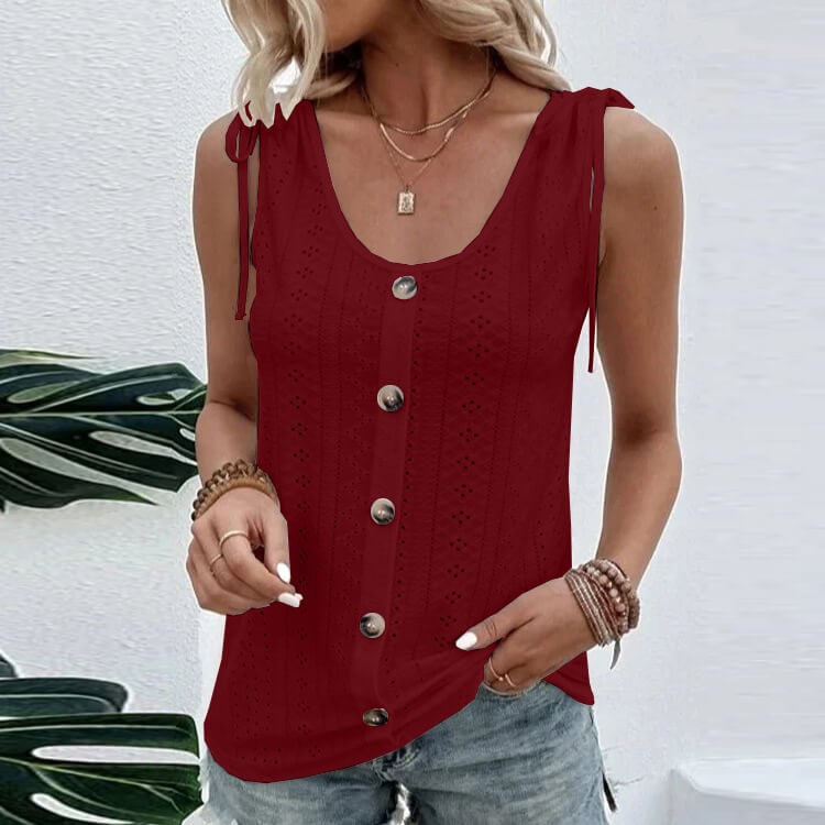 Γιλέκο casual loose fit μονόχρωμο πλήρωμα με λαιμόκοψη-GR