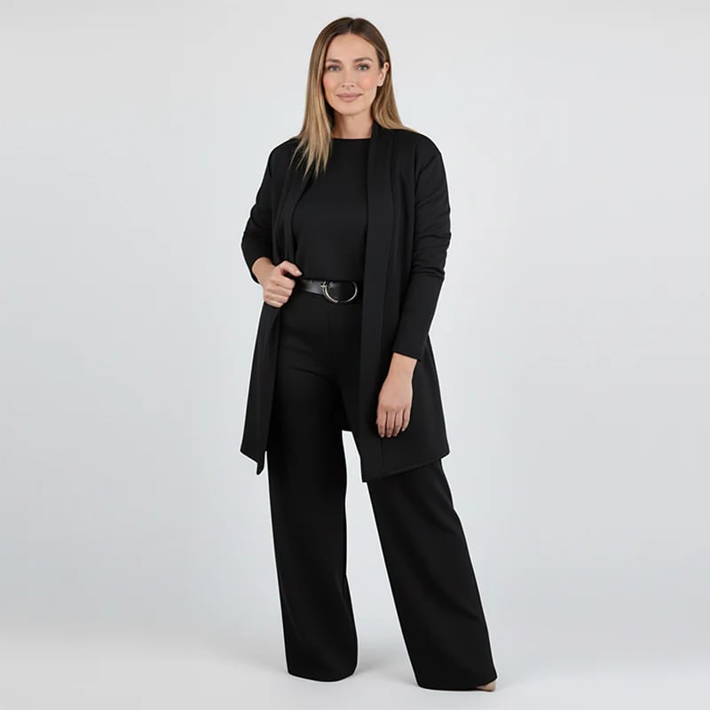 ⏳Oferta especial por tiempo limitado⏰Elegante conjunto de 3 piezas que incluye cárdigan largo, top y pantalón💞-ES