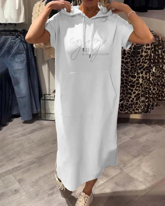 💥🔥👗[S-5XL]2025 nuevo estilo de verano suelto, cómodo y transpirable vestido sudadera de talla grande-ES