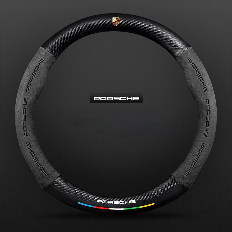 TrackVibe | Κάλυμμα τιμονιού από μαύρο σουέτ άνθρακα – Αντιολισθητικό και ανθεκτικό στη φθορά-GR