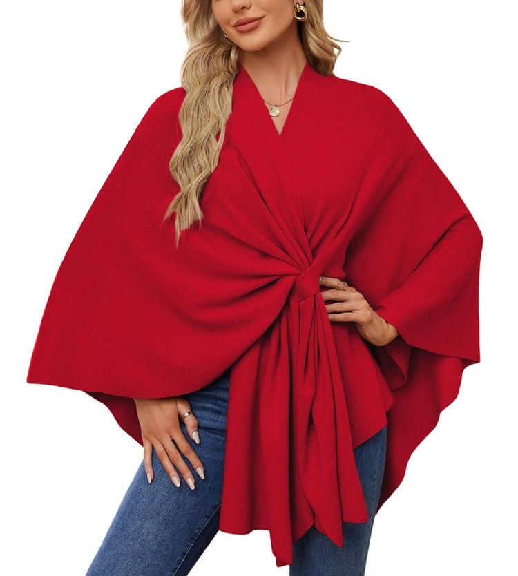 🔥Elegante bufanda que cubre un suave poncho de punto con frente abierto-ES