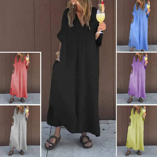 【S-4XL】💖Vestido de mujer casual, vibrante y con cuello en V-ES